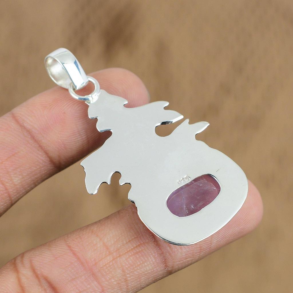 Gift For Her 925 Sterling Silver Natural African Amethyst Gemstone Pendant