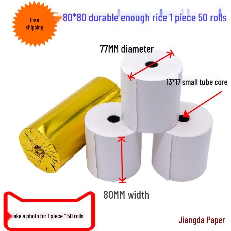 Enhanced Thermal Receipt Paper 80x60mm, 80x50mm - Kitchen-Grade, Waterproof, Tear-Resistant, Ideal for Delivery and Catering Printing.