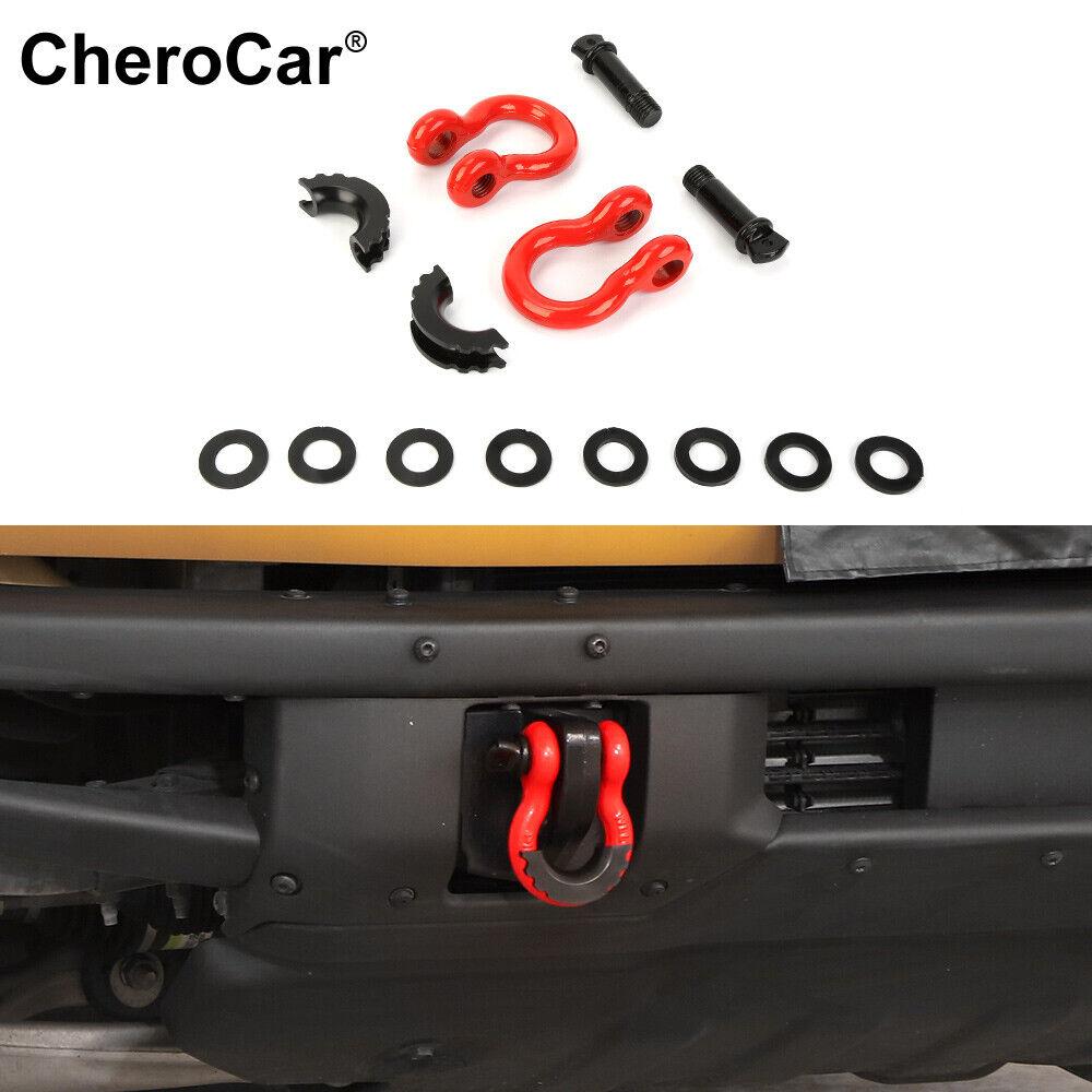 Front Anti-Loose D Ring Shackles Kit Heavy Duty Tow Hook for + Ford Bronco