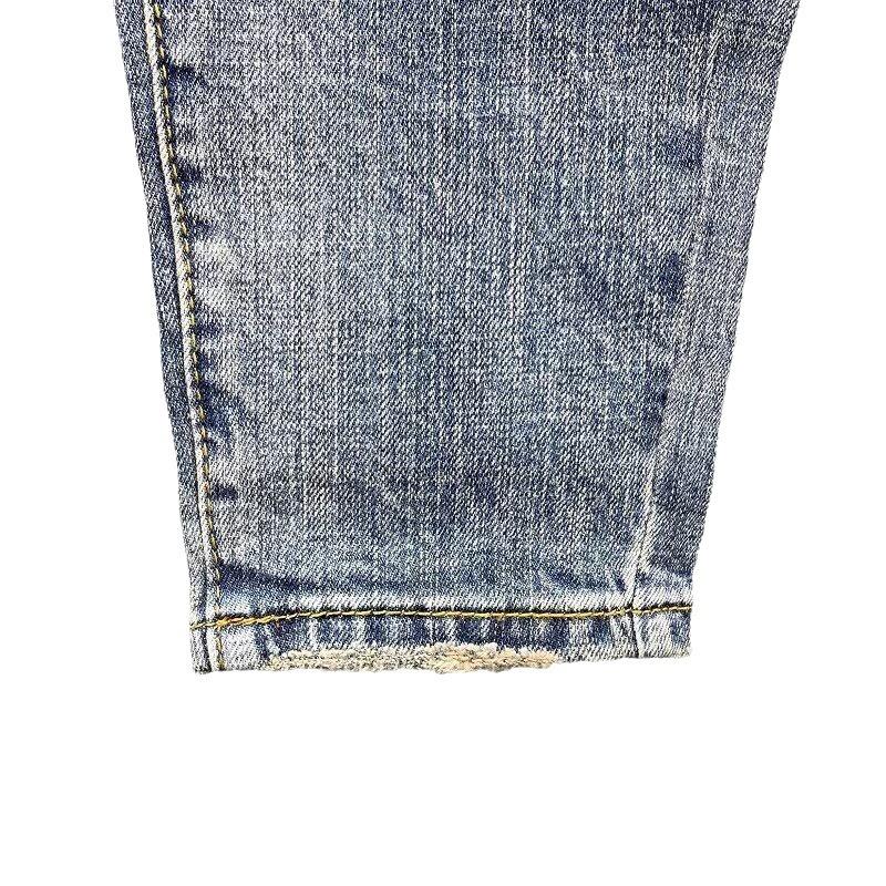 Men's 2024 Trendy American Retro Blue Slim-Fit Washed 9-Point Jeans