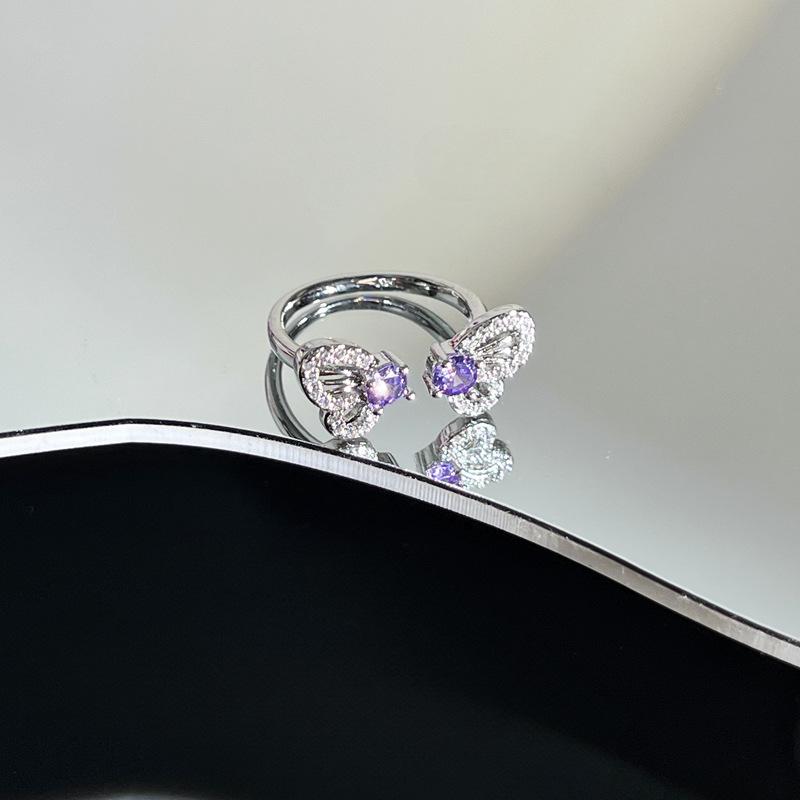 Hot Selling Classic Purple Stainless Steel Rings for Women's Exquisite Advanced Sense Light Luxury Sweet Cool Niche
