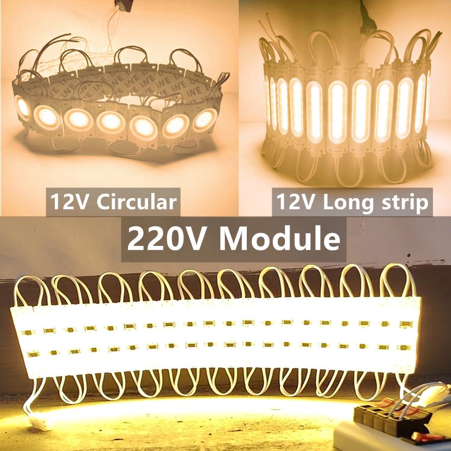 20PCS/lot Multicolour 12V 220V COB Light Led Modules Three Types Backlight Shop Banner Waterproof IP65 Advertising Decorations