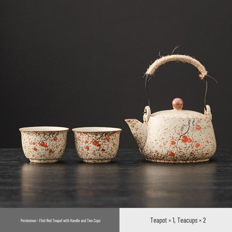 Firestone Gaiwan Tea Set: High-End Ceramic Teapot, Teacup, Handle Kettle for Home or Office Tea Brewing.