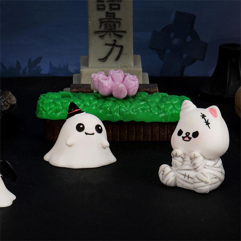 Cartoon Niedliche Halloween Kürbis Geist Kleine Ornamente Kreative Harz Handwerk Kreative Modell DIY Hause Dekoration Zubehör