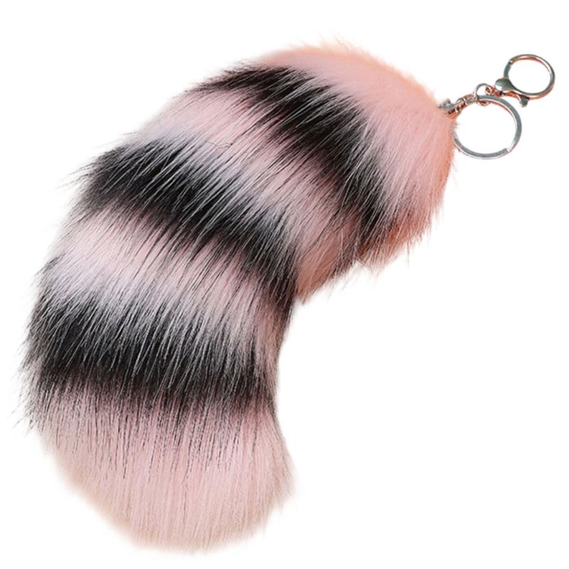 Plush Foxes Tail Keychain Soft And Cute Accessory Plush Keyring Decors For Bags Keys Or Home Decors 18cm Long