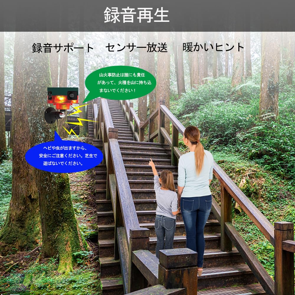 XRDZYXGS Animal Pest Control Device for and 13 Voice and Recording 6 LED Explosive 129dB Powerful IP55 Standby 2000mAh Solar and USB Outdoor Use