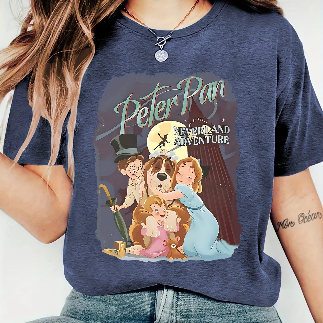 Womens   Official Peter Pan Wendy Darling Vintage Tee Neverland Adventure Graphic Shirt Soft Retro   TShirt Women S