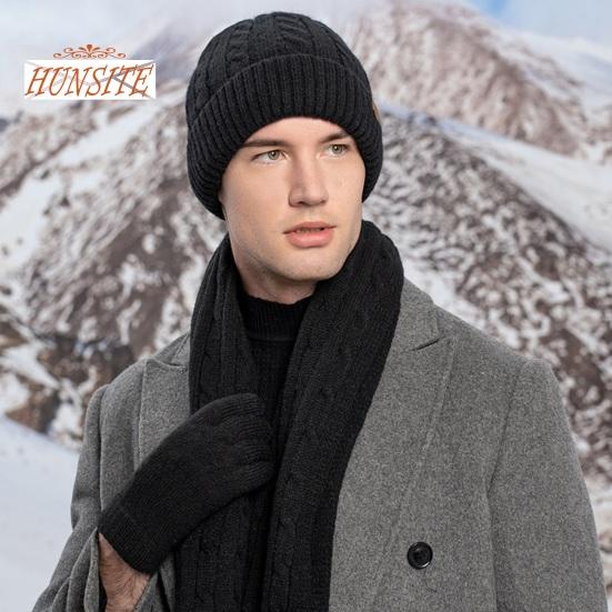 3 ks/sada Zimní čepice Šála Rukavice Set, Unisex, Silné teplé, Elastické, Protiskluzové, Krk Ochrana rukou, Venkovní cyklistická čepice Sada zateplených rukavic