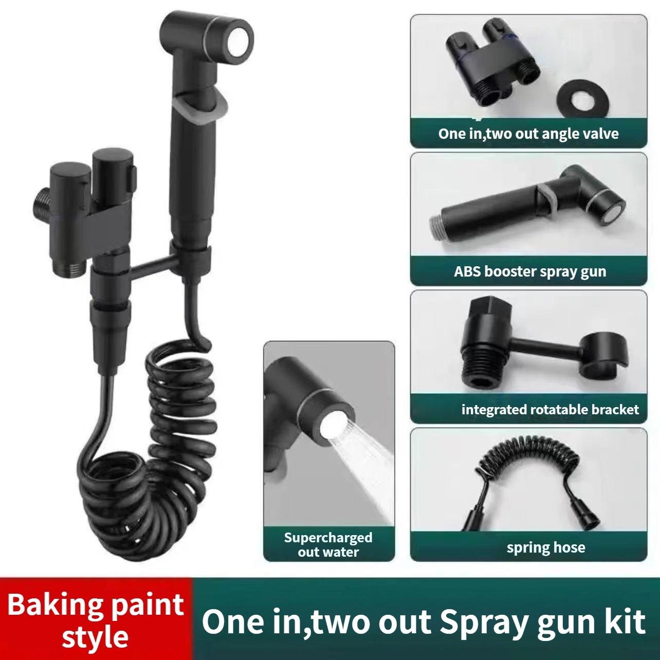 

Household Toilet Spray Handheld Bidet Sprayer Double Outlet Angle Valve Pressurized Nozzle Flushing Devic