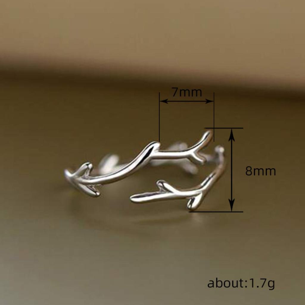 Anello Aperto Regolabile con Design Minimalista a Ramo d'Albero Argentato Anello Moda Delicato Ispirato alla Natura per Donne