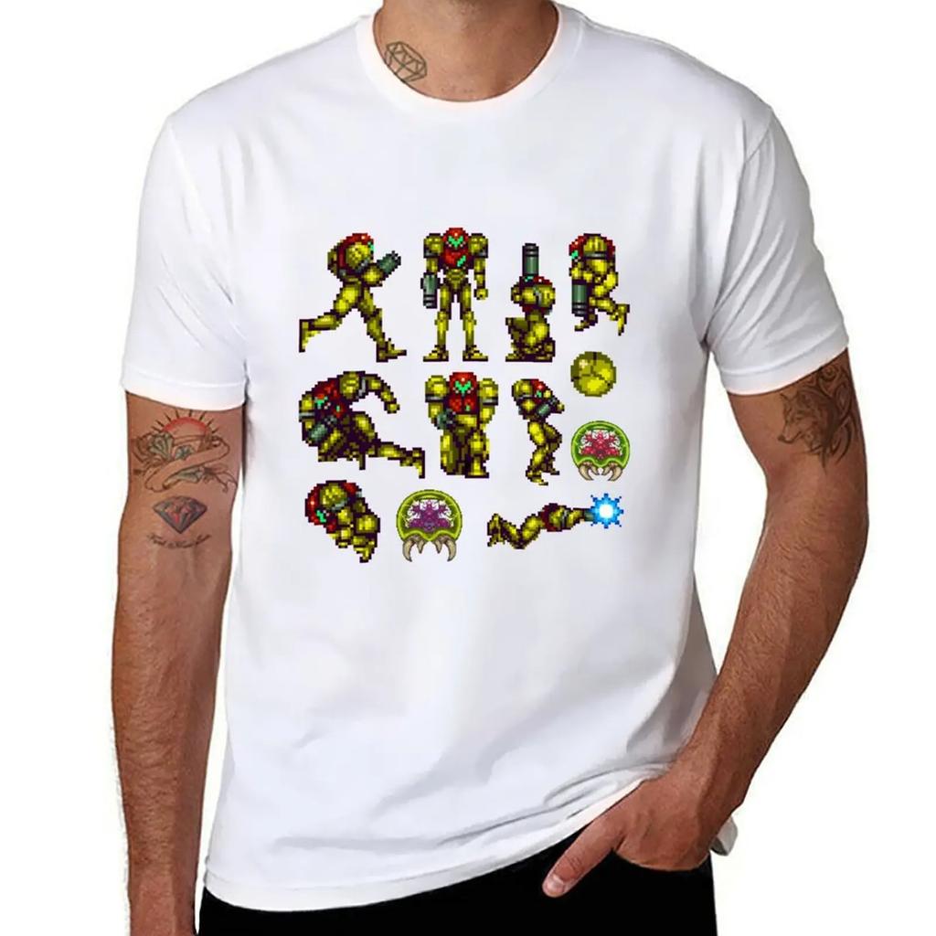 Super Metroid / Samus Aran 01 Maglietta Manica corta t-shirt oversize cose anime oversize t-shirt da uomo casual alla moda