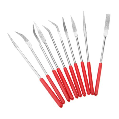 Set of 10 Diamond Files, Sharpeners, Polishing, Grinding, Metalworking Files, Fine Grit Tools, Special Shape, Approx. 140mm