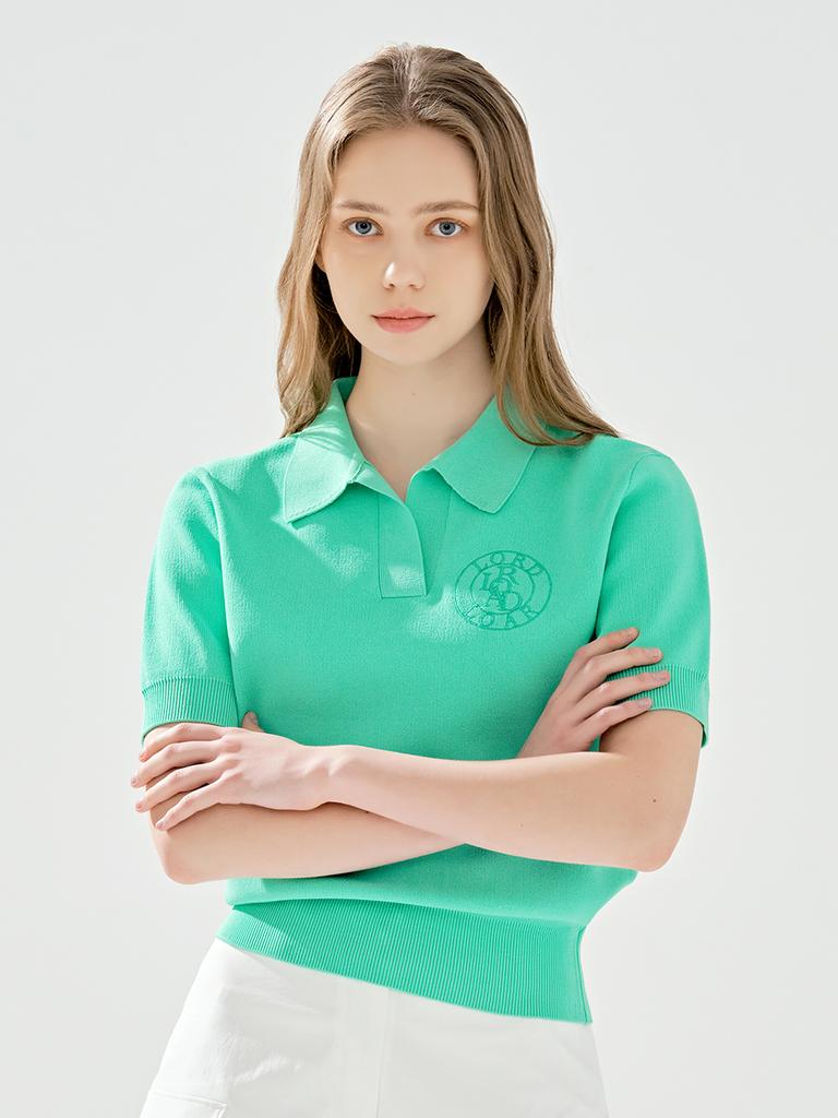 LORDLOAR Signature Collared Short Sleeve Knit Green