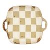 Checkerboard Binaural Plate Coarse Pottery Plate Practical Portable Plate Minimalist Tableware Plate Household Vegetable Plate Salad Plate