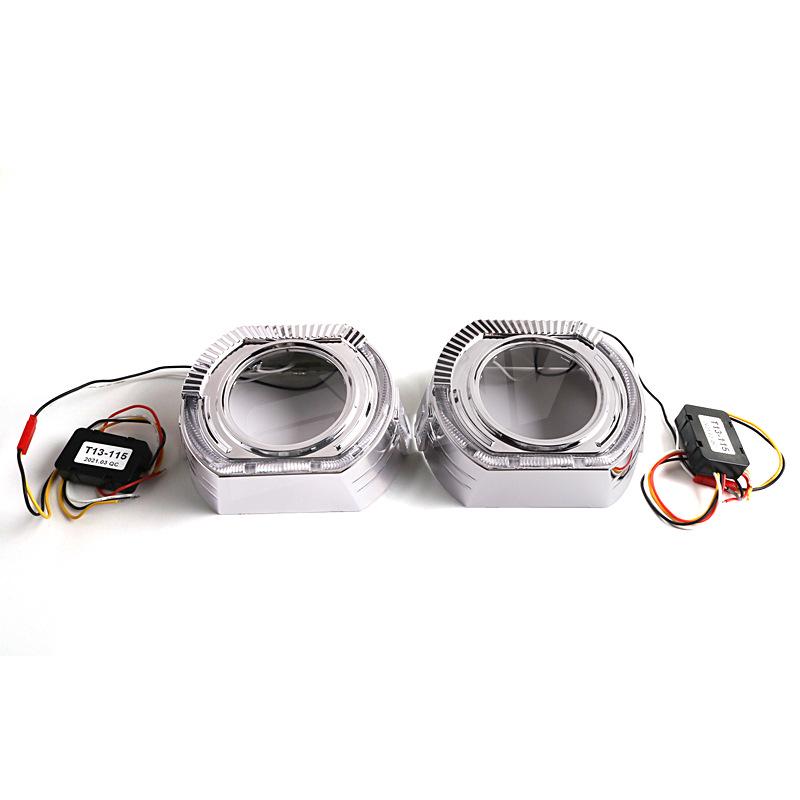 SANVI 3" LED Bi-Beam Lens Car Headlight with White/Yellow Angel Eye Cover