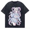 Bedürftiger Streamer Überlastung Ausgewaschenes T-Shirt Anime Liebhaber Harajuku Neues Modell Oversized Vintage Locker Streetwear Unisex Hochwertiges T-Shirt