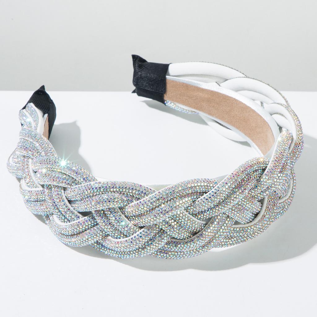 Luxury Headbands Diamond Inlaid Fried Dough Twists Braided Hairband Hair Accessories Women's Wide Edge Hair Band Hoop Headwear