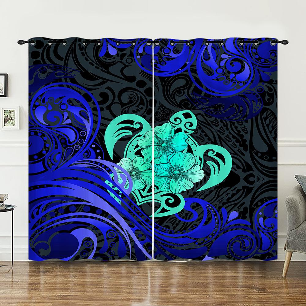 Curtains Marine Animals Sea Turtles Shark Curtains Bedroom Living Room Blackout Curtain Perforated