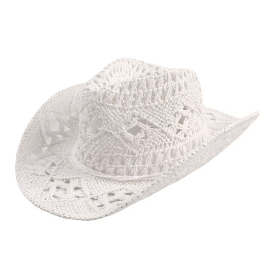 Sombrero de Vaquero Clásico Vintage Hueco Unisex Borde Rizado Ala Ancha Sombrero de Sol para Hombre Sombrero de Pesca