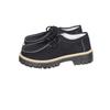 Women's Block Heel Non Slip Lace Up Leather Shoes Spring Autumn Solid Color British Style Loafers