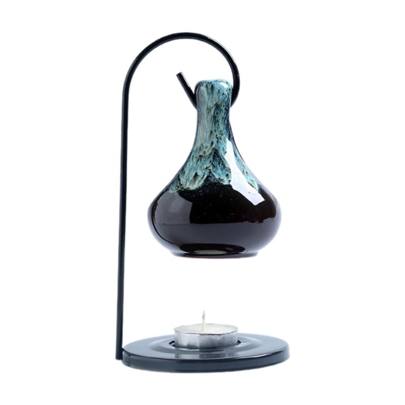 Hanging Ceramics Essential Oil Melt Warmer Diffuser Aromatherapist Tealight Candle Holder Iron Rack for Bedroom Decors