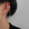 1Pcs Double Layer C-Shaped Ear Cuff Earrings Long Tassel Rhinestones Piercing Stud Earring Trendy Women Jewelry