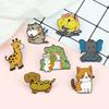 Cute Animal Forest Garden Enamel Pin Cat Dog Bear Giraffi Bunny Brooches Cartoon Bag Lapel Pins Badge Jewelry Kids Friends Gifts