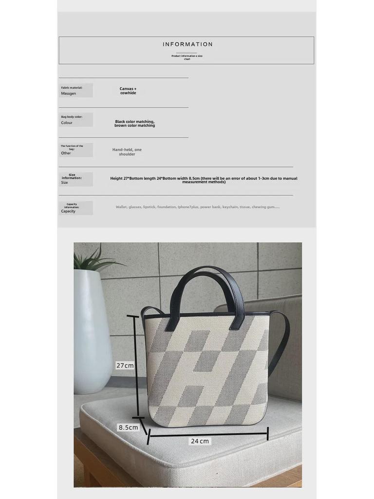 Genuine Leather Canvas Tote Bag - Large Capacity Handheld & Shoulder Bag for Women