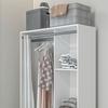 Wardrobe Storage Cabinet with Rail Curtains 3 Removable Fabric Drawers 105 X 48 X 160 Cm White