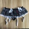 Double-Layer Lace Puff Mini Skirt Women Sexy Transparent Panties Collocation Hose Garter Suspender Belt For Stockings
