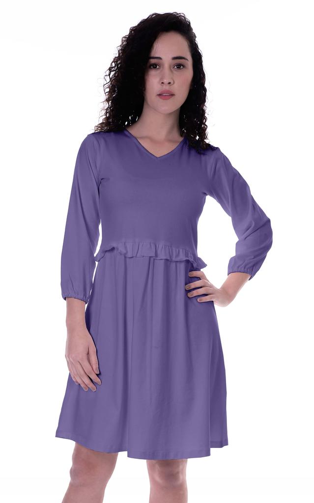 Moomaya Kleid mit langen Ärmeln und geraffter Taille, lässig, fließend, schwingend