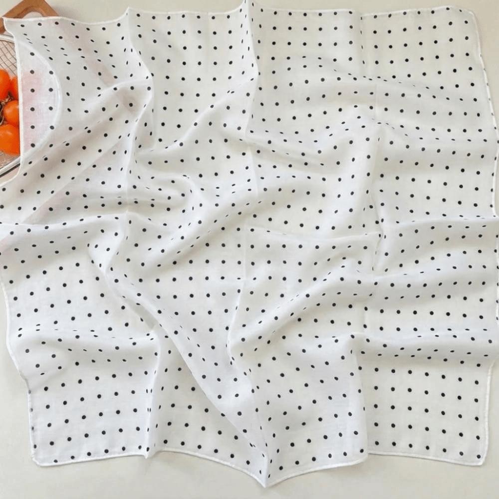 Vintage Lightweight Polka Dot Headscarf Multi Color Breathable Square Scarf Headwrap Soft Bandana Spring белый
