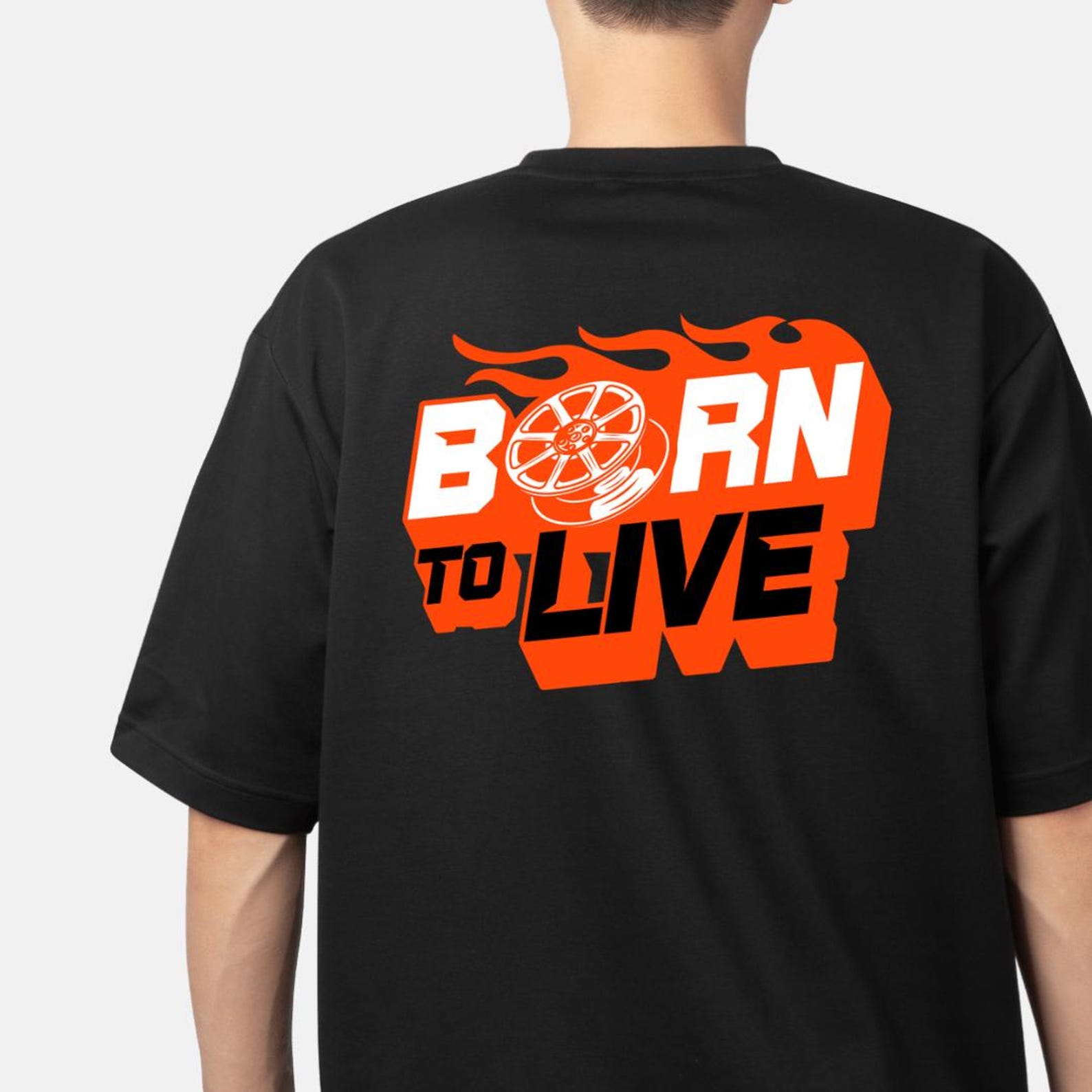 Born to Live Flame Racing Shirt | Streetwear Graphic Tee | Motivational Car Shirt | XL