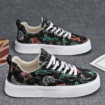 Neue Herrenschuhe Sommer atmungsaktiv Ethno-Stil Canvas-Schuhe Plateau Sportliche Freizeitschuhe Trend Low Top Board Schuhe Herren