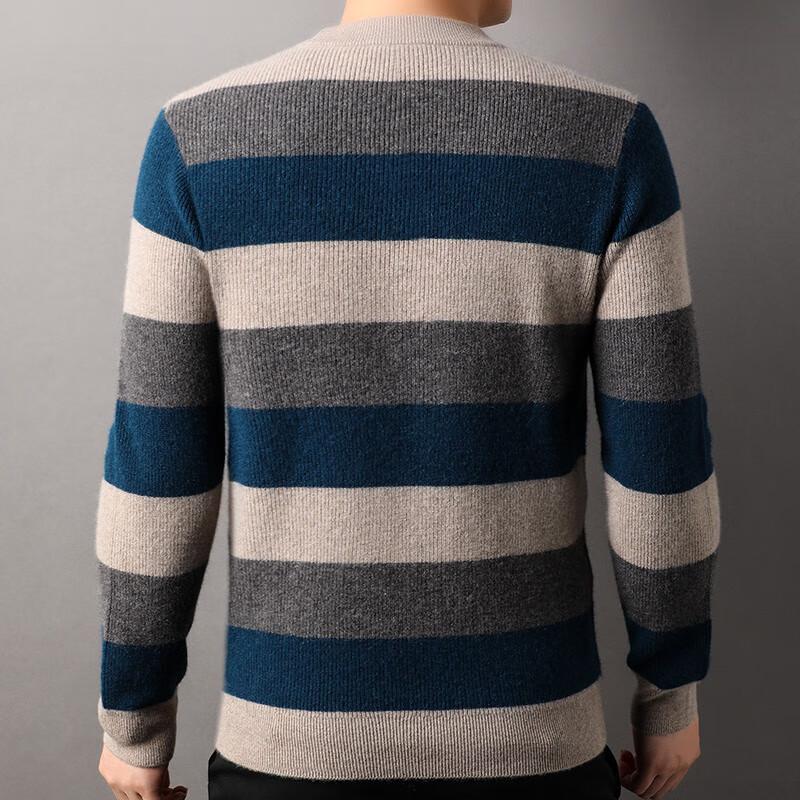 Hengyuanxiang Men's 100% Cashmere Thickened Round Neck Pullover Sweater