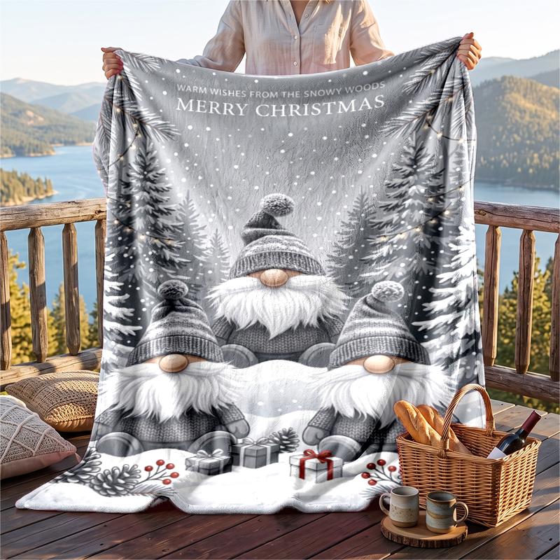 Christmas Flannel Throw Blanket Soft Warm Cozy For Sofa Bed Indoor Home Use Great Holiday Gift
