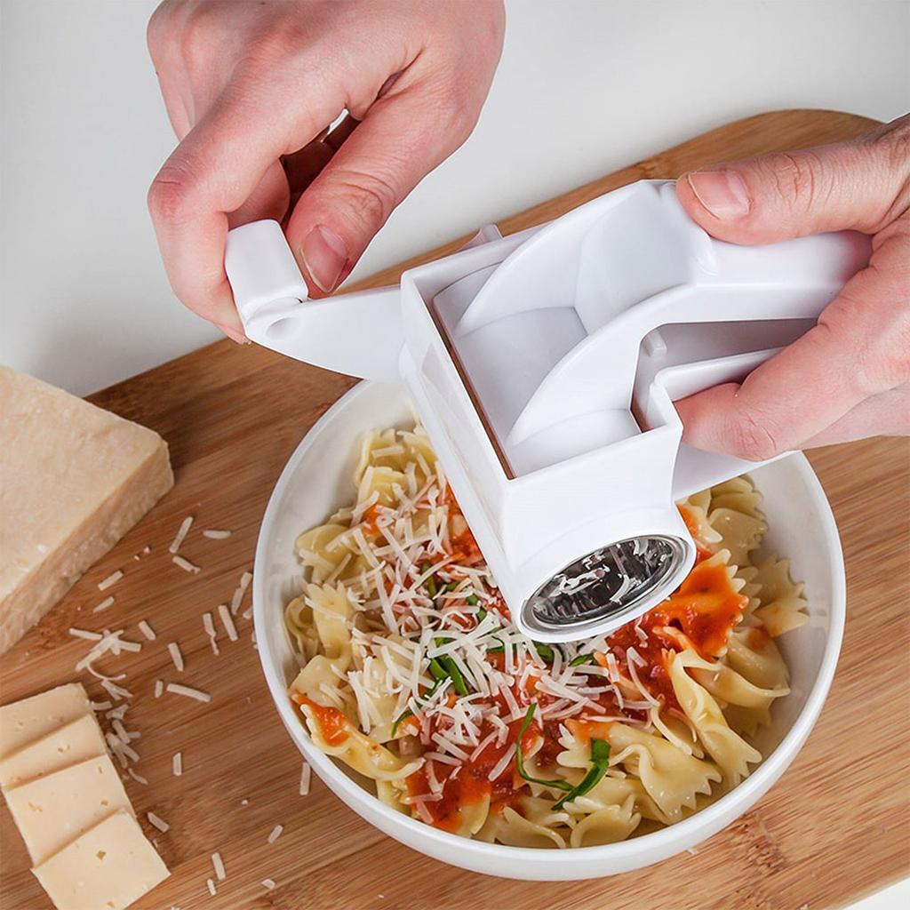 Rotationskäsereibe, Edelstahltrommeln, Schokolade, Karotte