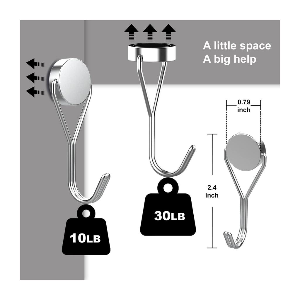 Magnetic Hooks 360° Super Strong Magnetic Hooks For Kitchen Bathroom No Hole Hooks 4pcs Pack