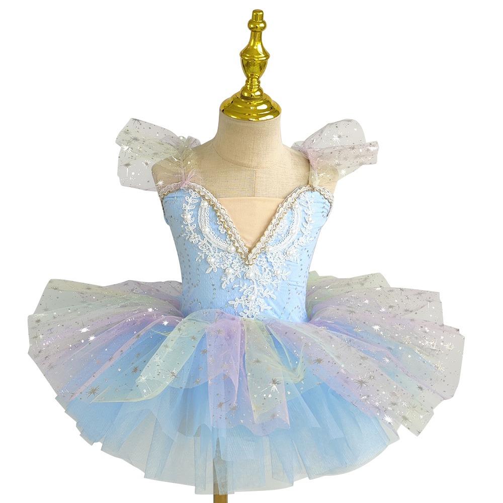 Fashion Sequin Ballet Dress Modern Pearl Ballet Tutu Puffy Party Dress Dance Costumes Girls 120CM