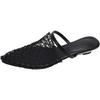 Woven Mesh Breathable Sandals Summer New Pointed Toe Wrapped Toe Cover Foot Non-Slip Wear-Resistant Low Heel Slippers