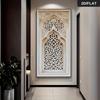Una impresión de lienzo de arte de estilo árabe islámico moderno, decoración de pared, arte contemporáneo en beige neutro y blanco para sala de estar y b