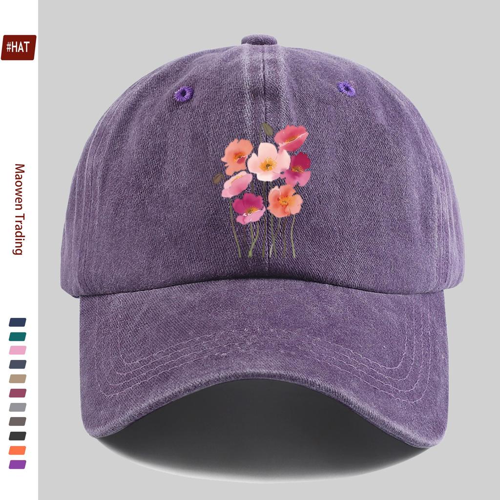 Pc PinkPurple Poppy Print Baseball Cap for Spring Summer and Autumn Casual and Fashionable Golf Cap Home Decoration Hat C
