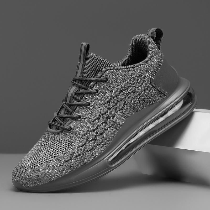 Large size casual shoes outdoor sports shoes men's lightweight air cushion low-top running shoes flying woven shock-absorbing running shoes