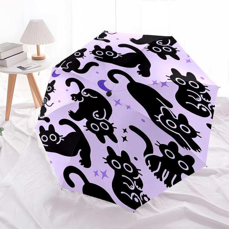 Cats, Purple- Automatic umbrella,Suitable for Men and Women, Travel, Daily Compact Umbrella, Outdoor Accessories,Gifts for Fashion Lovers0904b