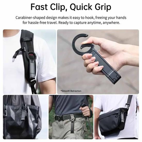 Magnetic Ring Phone Tripod Carabiner Mounted Tripod Multi-Function Rotating Desk Mount Selfie