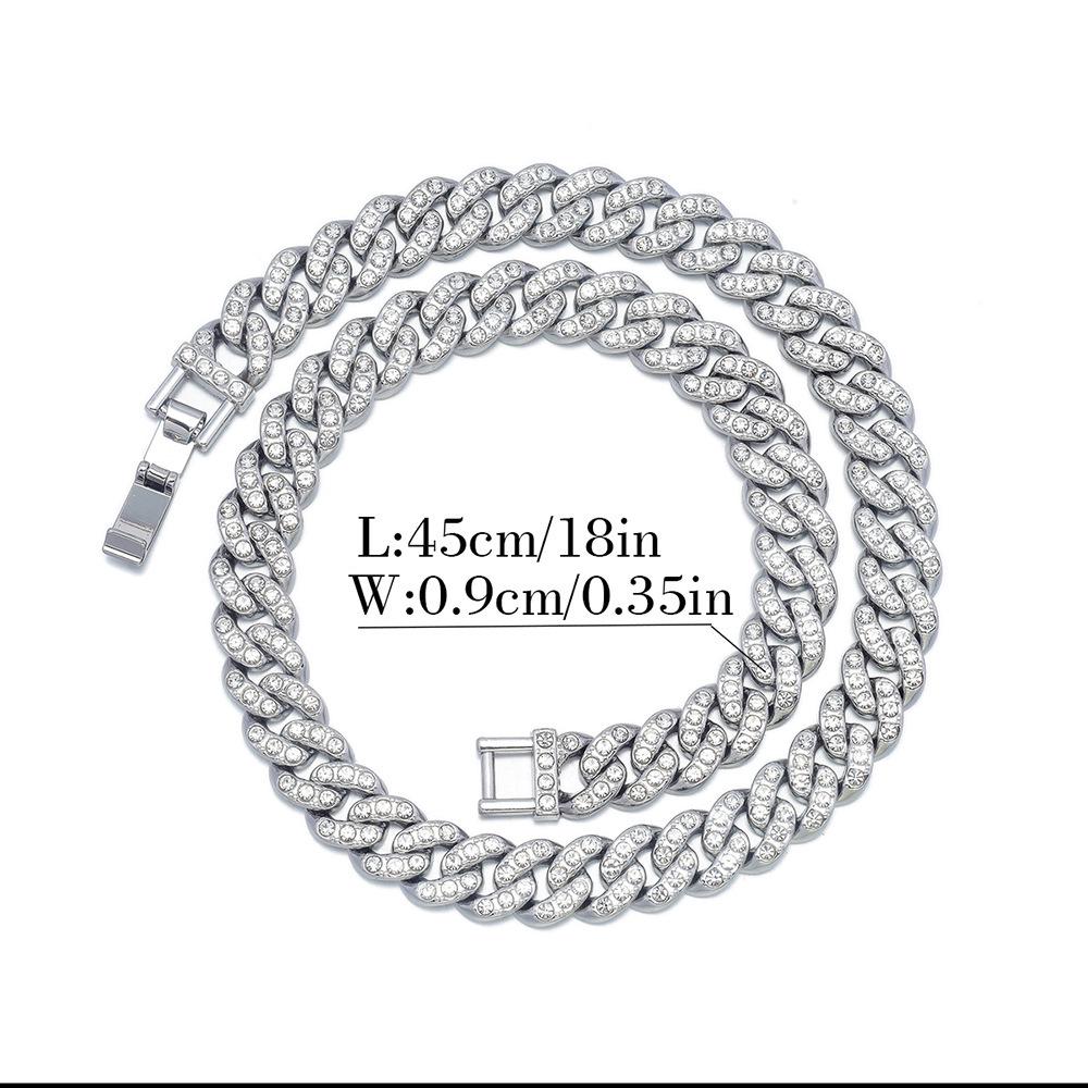 

Мужская 11-миллиметровая бриллиантовая кубинская цепь: Высококачественное хип-хоп ювелирное ожерелье Necklace 18 inch (45cm)