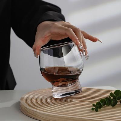 Drum Shaped Glass Tumbler with Thick Base Luxury Whiskey and Americano Cup for Home Bar Entertainment Modern Decor