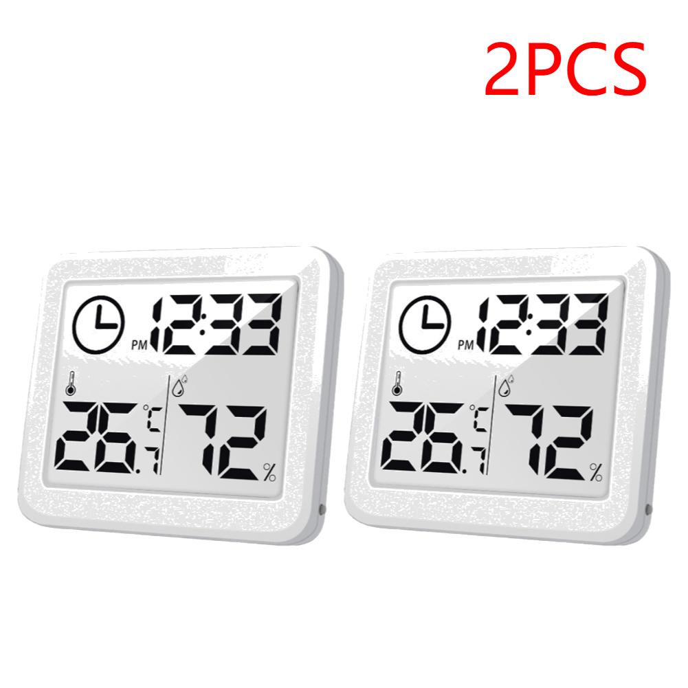 2-5PCS Digital Thermometer Humidity Meter with Clock Indoor Thermometer Hygrometer LCD Display Thermometer Hygrometer