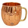 Reiner Kupfer Rundförmiges Fassdesign Moscow Mule Bierkrug Tasse, Am besten für Bier-Cocktailpartys, Barzubehör, Volumen-600ML