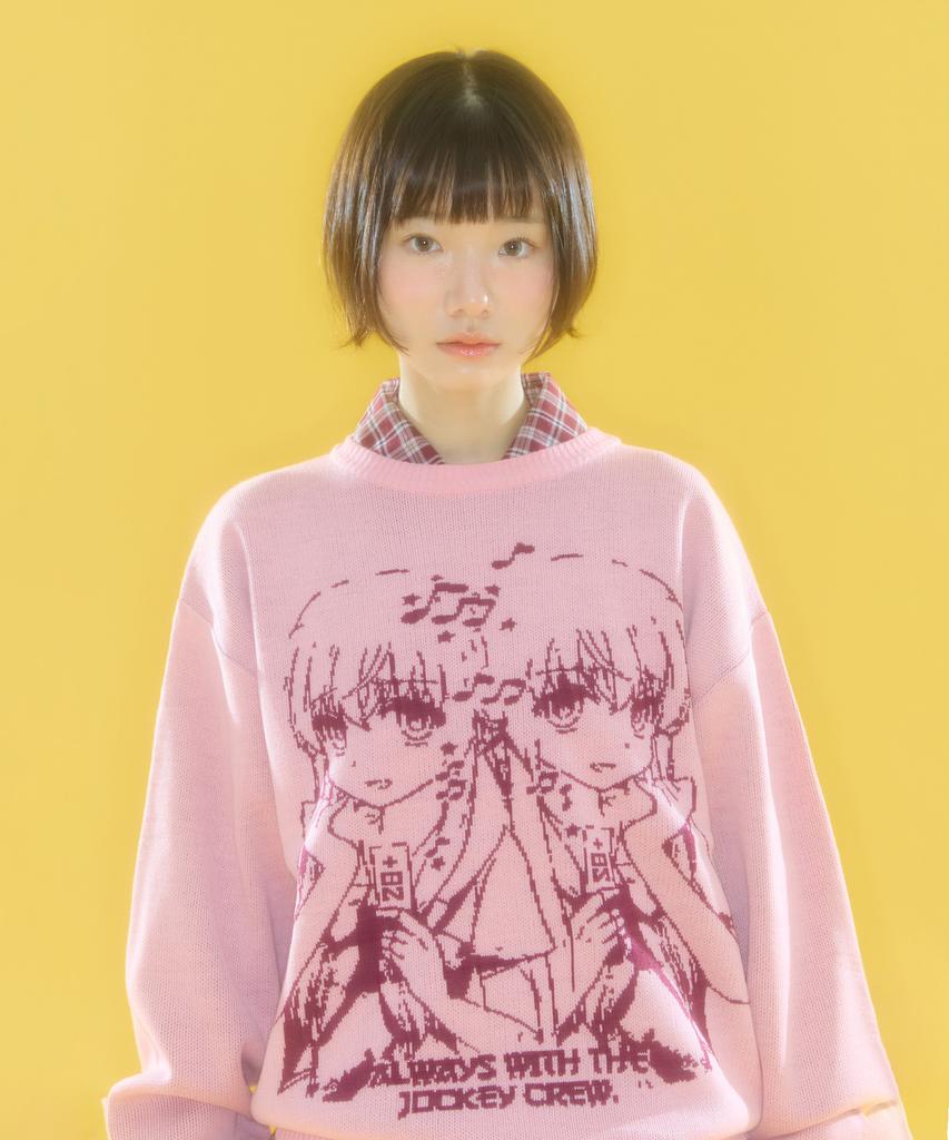 VIDEO JOCKEY Dokidoki Knit Sweater [Pink]